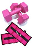 El Ve Ayak Bilek Ağırlığı 2x1 Kg Kum Torbası Ve 2x0.5kg Dambıl Dumbell Seti Ağırlık Setleri Pembe