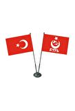 Jethızında Göktürkçe Türk Yazılı 2'li Masa Bayrağı Takımı