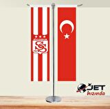 Jethızında Sivas Spor Ve Türk Bayrağı 2'li T Masa Bayrağı Takımı
