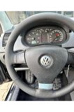 VOLSWAGEN JETTA ÜNİVERSAL DİKMELİ Uyumlu  DİREKSİYON KILIFI (DÜZ DERİ SİYAH İPLİ)