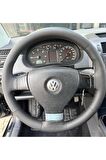 VOLSWAGEN JETTA ÜNİVERSAL DİKMELİ Uyumlu  DİREKSİYON KILIFI (DÜZ DERİ SİYAH İPLİ)