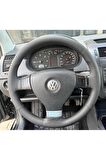 VOLSWAGEN JETTA ÜNİVERSAL DİKMELİ Uyumlu  DİREKSİYON KILIFI (DÜZ DERİ SİYAH İPLİ)