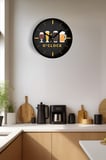Modern Yazılı Tasarım - Kokteyl - Bira Temalı Duvar Saati - 35cm - Sessiz Mekanizma