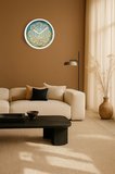Soyut Mandala Temalı Modern Duvar Saati - 25cm - Önü Camlı Beyaz Kasa - Sessiz Mekanizma