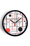 Soyut Geometrik Temalı Modern Duvar Saati - 42cm - Önü Camlı Siyah Kasa - Sessiz Mekanizma