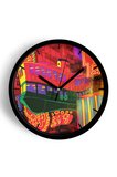 Neon Düşler Modern Tasarım Duvar Saati - 42cm - Önü Camlı Siyah Kasa - Sessiz Mekanizma