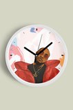 Hip-Hop Esintili Erkek İllüstrasyon Modern Duvar Saati - 30cm - Sessiz Mekanizma