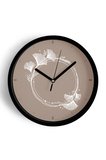Minimal Çiçek Halkalı Modern Duvar Saati - 35cm - Önü Camlı Siyah Kasa - Sessiz Mekanizma