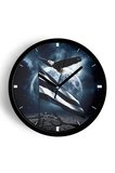Taraftar Tasarımlı Modern Duvar Saati - 35cm - Önü Camlı Siyah Kasa - Sessiz Mekanizma