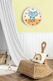 Sevimli Fil Desenli Çocuk Odası Duvar Saati - 42cm - Önü Camlı Beyaz Kasa - Sessiz Mekanizma