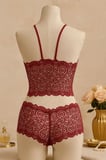 Kadın Bordo Dantel Bralet Şort Takımı – Asil ve Sofistike İç Giyim