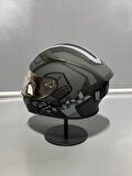 Jk-902 Güneş Vizörlü Çene Açılır Kask H1 GREY