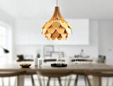 Ingiliz Tarzı Circle Modern Globe Küre Doğal Ahşap Mdf 3d Lazer Kesim Rustik Salon Avize