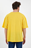 Unisex Pamuklu Turuncu Bisiklet Yaka Oversize T-shirt