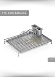 Tek Katlı Bulaşıklık Tezgah Üstü Tabaklık BPA FREE Bulaşık Sepeti Gri