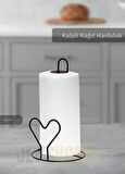 Kağıt Havluluk Paslanmaz Peçetelik Çelik Banyo Havluluk Düzenleyici Kalpli Siyah