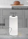Kağıt Havluluk Paslanmaz Peçetelik Çelik Banyo Havluluk Düzenleyici Kalpli Gri