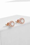 Gümüş  7 mm zirkon taşlı yuvarlak rose küpe