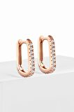 Gümüş 1.7 cm Zirkon Taşlı U Rose Model Küpe