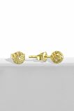 Gümüş 5 mm Çiçek Model Füzyon Çivili Top Gold Küpe