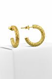 Gümüş 1.7 cm Füzyon Desen Halka Gold Küpe