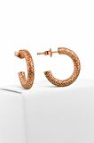 Gümüş 1.7 cm Füzyon Desen Rose Halka Küpe