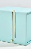 Gümüş Konik Model Zirkon Taşlı Zincirli Gold Küpe