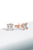 Gümüş Zirkon 5,0 mm Yıldız Tek Taş Pırlanta Montür Rose Küpe