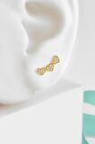 Gümüş kalp model zirkon taşlı çivili gold küpe