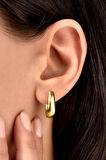 Gümüş 925 Ayar 17 Mm Aura Damla Halka Gold Küpe