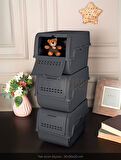 3'lü Set Organizer Erzak Kutusu Bpa Free Saklama Kutusu Soğanlık Sebzelik Sepet Antrasit 8 Lt x 3