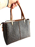 Just Polo JP2120  Kadın Monogram Baskılı  El ve Omuz Çantası OZT2120