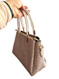 Just Polo JP2120  Kadın Monogram Baskılı  El ve Omuz Çantası OZT2120
