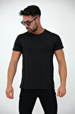 Erkek Siyah Slim Fit Bisiklet Yaka %100 Pamuklu Basic Tişört