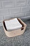 Jüt Hasır Sepet 2Li Kare Düzenleyici, 2Li Kare Jüt Sepet Organizer, 2li Mutfak & Banyo Düzenleyicisi