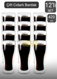 12’li Set Bira Bardağı Kahve Bardağı Çift Cidarlı Bardak Meşrubat Bardağı 420 ml