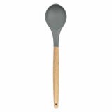 Silikon Kaşık Mutfak Kaşığı Servis Kaşığı Ahşap Saplı 31,5 cm