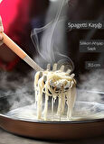 Silikon Spagetti Kaşığı Mutfak Kaşık Ahşap Saplı 31,5 cm