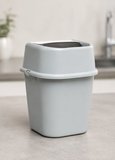 Gri Çöp Yut Tezgah Üstü Çöp Kovası 3 L - Inox ve Gri Mutfak Uyumlu Mini Sallanır Kapak Çöp Kutusu