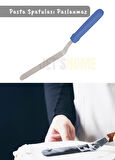 Eğik Pasta Spatulası Paslanmaz Krema Spatula Çelik Orta Boy 38 cm