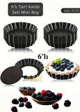 6’lı Set Mini Boy Tart Kalıbı Çıkartılabilir Tabanlı Turta Kalıbı Karbon Çelik Kek Kalıbı 10 cm