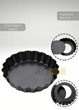 6’lı Set Mini Boy Tart Kalıbı Çıkartılabilir Tabanlı Turta Kalıbı Karbon Çelik Kek Kalıbı 10 cm