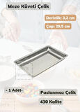 Çelik Meze Küveti 29,5 cm Paslanmaz Çelik Tabak