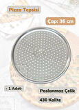 Çelik Pizza Tepsisi 36 cm Paslanmaz Çelik Tepsi