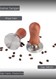 Tamper Ahşap Saplı Paslanmaz Tabanlı Kahve Tamperi 58 mm