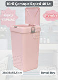 Çamaşır Sepeti Bas-Çek Kirli Çamaşır Kutusu Pembe 40 Litre
