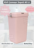 Çamaşır Sepeti Bas-Çek Kirli Çamaşır Kutusu Pembe 40 Litre