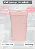 Çamaşır Sepeti Bas-Çek Kirli Çamaşır Kutusu Pembe 40 Litre