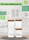 3’lü Bambu Contalı Saklama Kabı Seti Erzak Kabı Motek Saklama Kabı 2*1100 ml / 2250 ml