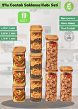 9’lu Bambu Contalı Saklama Kabı Seti Erzak Kabı Motek Saklama Kabı 3*1,10 lt / 3*1,65 lt / 3*2,25 lt